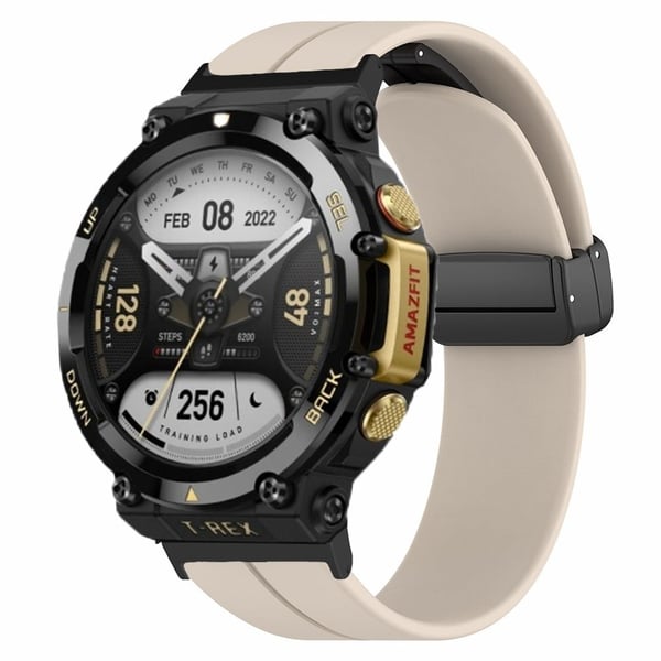 Huami Amazfit T-Rex 2 Silikonklokkebånd Magnetisk sammenleggbar spennearmbånd - Retro Hvit