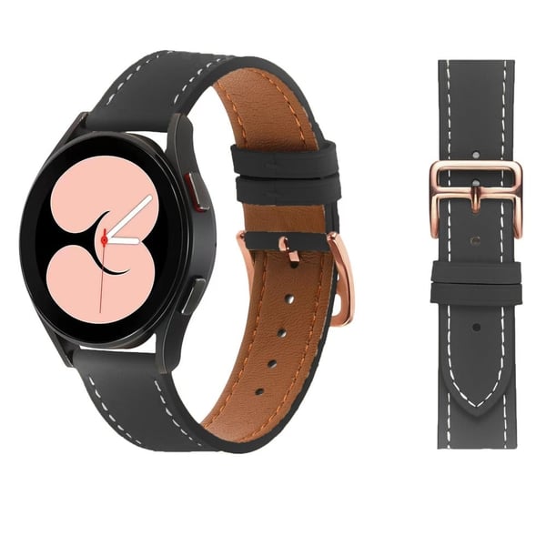 Garmin vivoactive 5 / Venu 2 Plus / Venu Sq Vegansk lærklokkerem med gullspenne 20 mm klokkerem - Svart