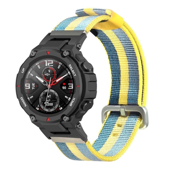 Huami Amazfit T-Rex / T-Rex Pro Canvas-klokkearmbånd Hurtigutløsende klokkerem med rustfritt stålspenne - Sitrongul