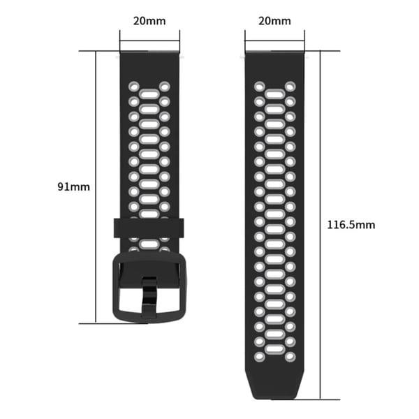 Coros Pace 2 / Garmin vivoactive 5 / GarminActive 5 / Venu Sq 2 dobbeltfarvet urrem 20 mm silikoneurrem - Militærgrøn / Sort