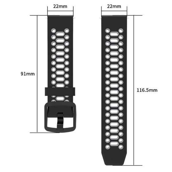 Coros Apex Pro / Samsung Gear S3 Frontier / Gear S3 Classic Åndbart silikonearmbånd 22 mm tofarvet urrem - Sort / Søblå