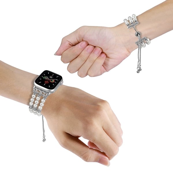 Apple Watch 49mm / 45mm / 44mm / 42mm Beaded Band Watch Strap - Hvit