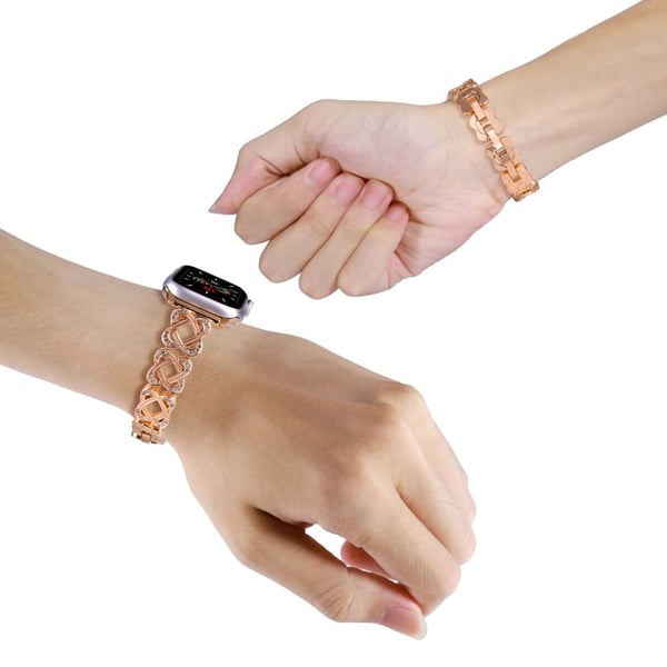 Apple Watch 49mm / 45mm / 44mm / 42mm Armbånd Smykker Metallrem - Rose Gull