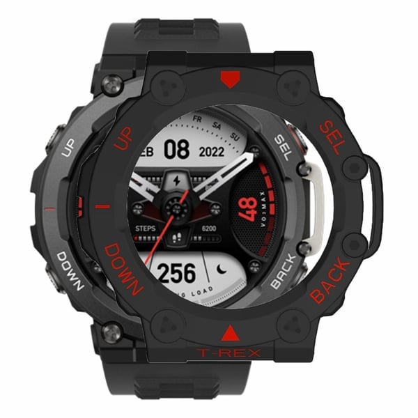 Huami Amazfit T-Rex 2 Watch Case Deksel Quick Release Hard Watch Protective Case - Svart / Rød