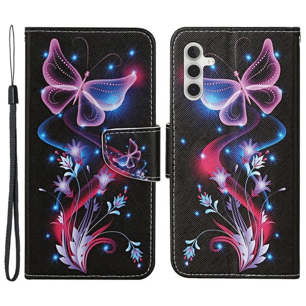 Wonderland Samsung Galaxy S24 Plus flip-etui - Fluorescerende Sommerfugler