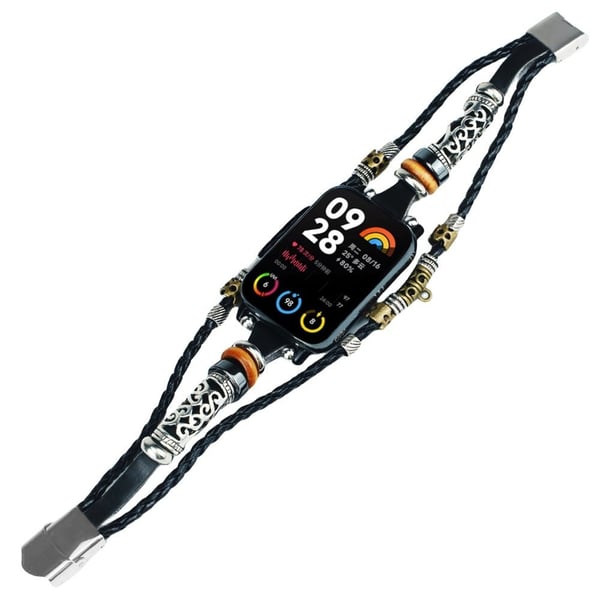 Xiaomi Smart Band 8 Pro Watch Band Retro Style Beads Watch Strap Armbånd - Svart Xiaomi Smart Band 8 Pro Watch Band Retro Style Beads Watch Strap Armbånd - Svart