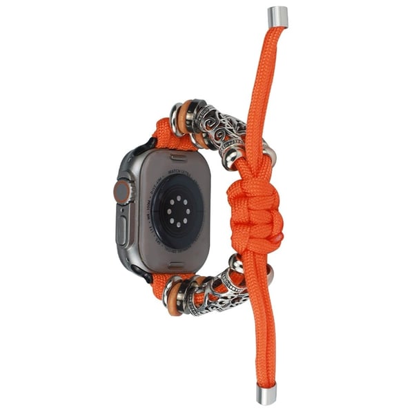 Apple Watch 49mm / 45mm / 44mm / 42mm Klokkerem med perleflettet tau - Oransje Apple Watch 49mm / 45mm / 44mm / 42mm Klokkerem med perleflettet tau - Oransje