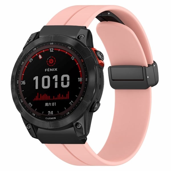 Garmin Fenix 7X / 6X / 5X Klokkerem Magnetisk spenne Silikonarmbånd med 26 mm kontakt - Rosa