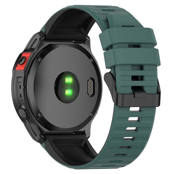 Garmin Fenix 7 Pro silikonerem med tofarvede vandrette striber - Olivengrøn / Sort