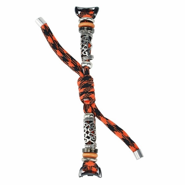 Xiaomi Smart Band 8 perler Flettet klokkerem Justerbart armbånd - Svart Oransje Camo