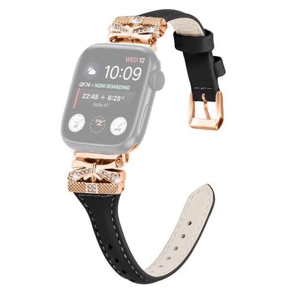 Rose Gold Buckle Watchband Apple Watch Ultra 2 / Ultra 49mm / Series 9 45mm / 8 7 45mm / 6 5 4 SE (2022) SE (2023) SE 44mm / 3 2 1 42mm - Svart