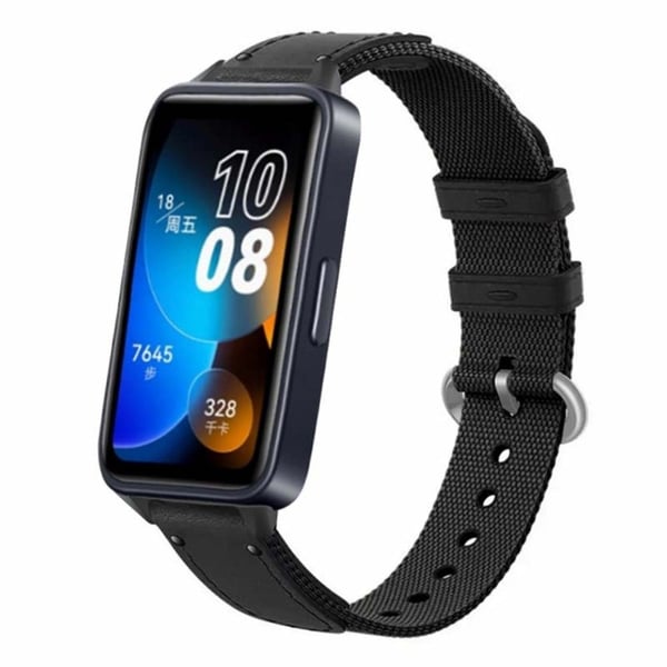 Huawei Band 8 udskiftningsurrem med hurtigudløser i canvas med spænde i legering - Sort