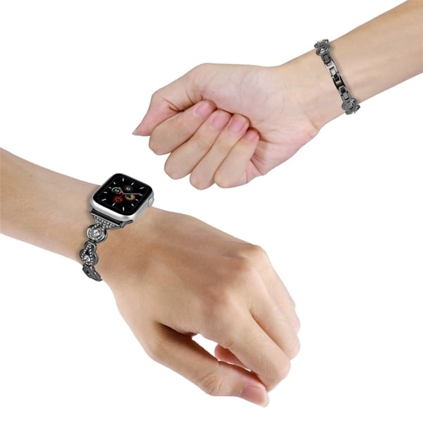 Apple Watch Series 41mm / 40mm / 38mm Bling Band Gourd Design Håndleddsstropp - Svart