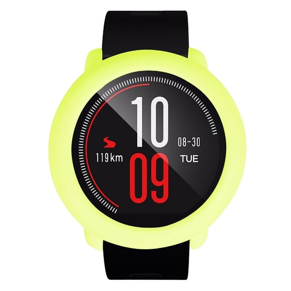 Huami Amazfit Pace Silikon Beskyttende ramme Myk ripebestandig klokkedeksel - Gulgrønn