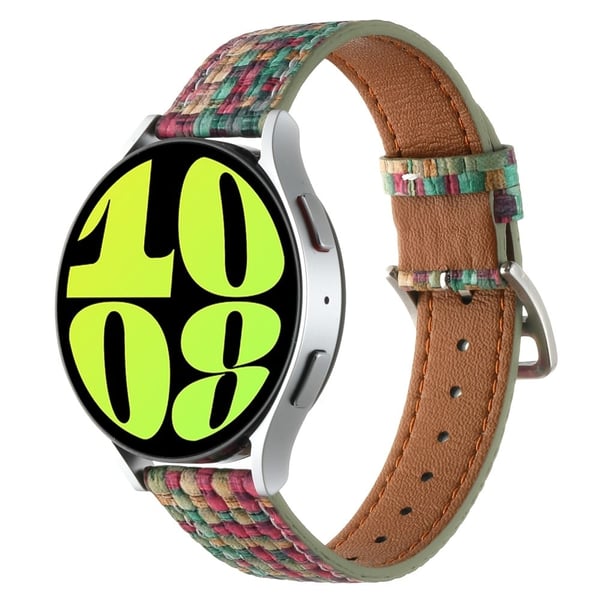 Garmin Active 5 / Samsung Galaxy Watch6 Classic 47mm 43mm Watch Band 20mm Flettet vegansk lærarmbånd - Rød