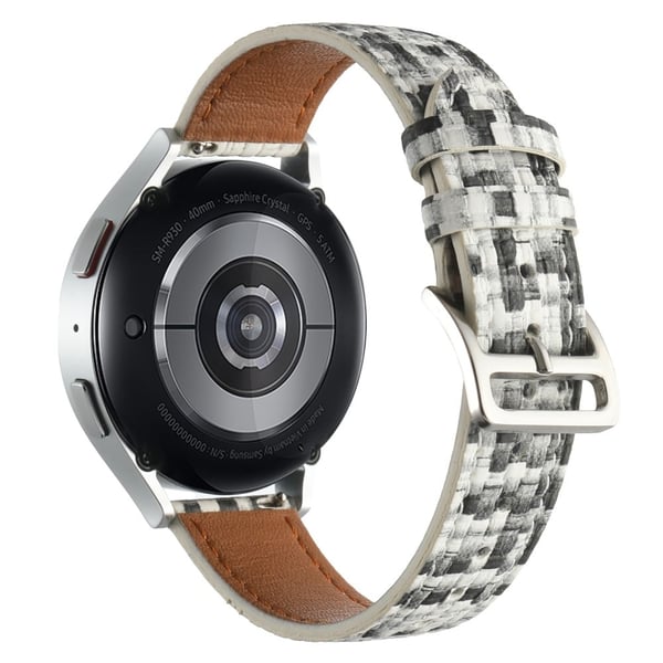 Garmin Active 5 / Samsung Galaxy Watch6 Classic 47mm 43mm Watch Band 20mm Flettet vegansk lærarmbånd - Svart Hvit Garmin Active 5 / Samsung Galaxy Watch6 Classic 47mm 43mm Watch Band 20mm Flettet vegansk lærarmbånd - Svart Hvit