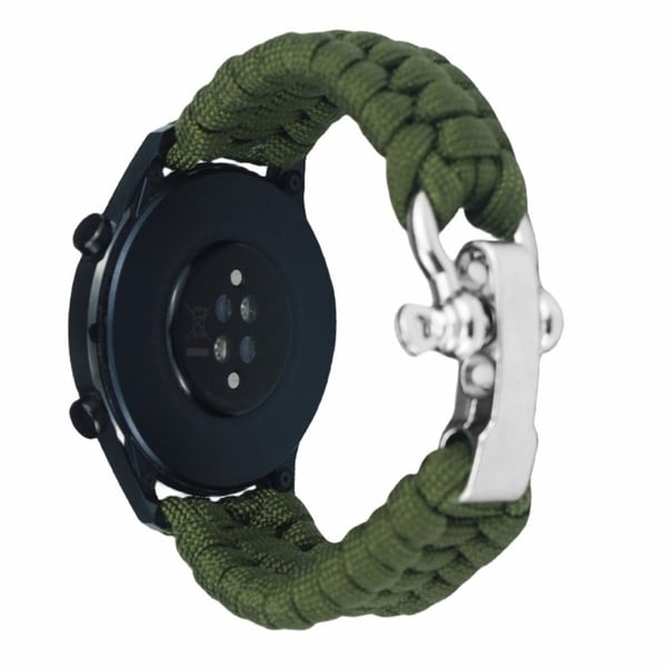 Huawei Watch GT4 46 mm / Samsung Galaxy Watch3 45 mm urrem 22 mm flettet rebarmrem - Militærgrøn