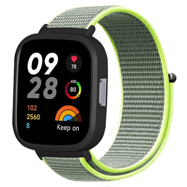 Xiaomi Redmi Watch 3 nylonurrem, justerbar håndledsrem med urkasse - Lysende Gul