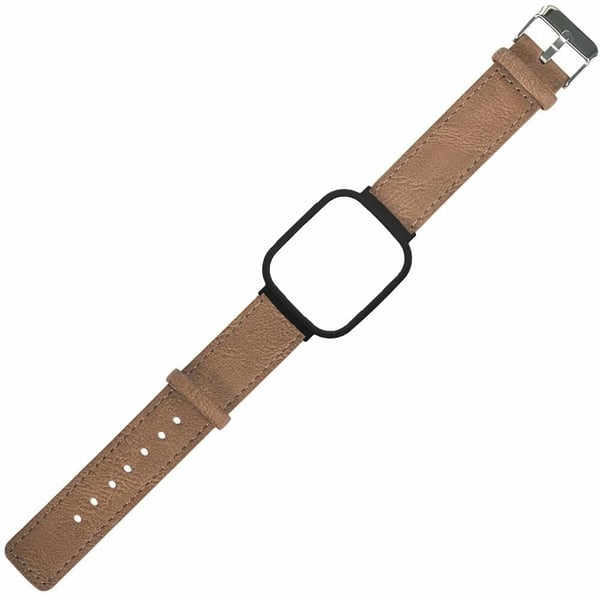 Vegansk lærklokkearmbånd for Redmi Band 3 Erstatningsarmbånd med klokkeveske - Brun