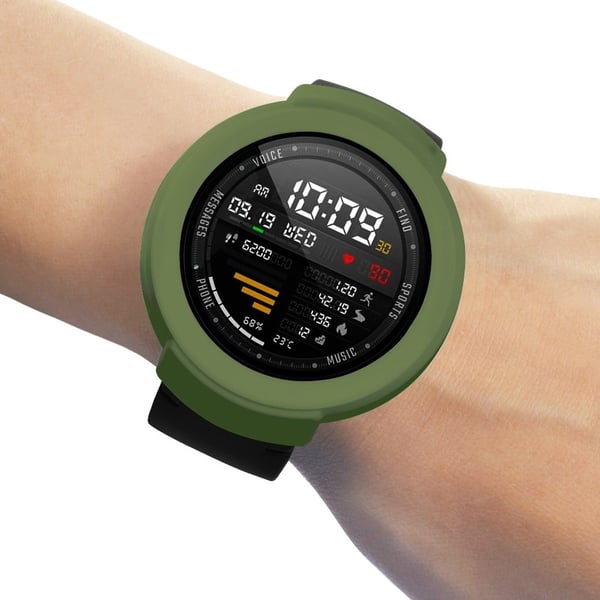 Huami Amazfit Verge / Verge Lite silikon støtfangerramme uthulet beskyttelsesdeksel - Militærgrønn
