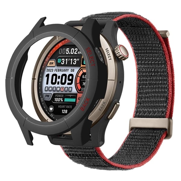Huami Amazfit Cheetah Pro Frame Cover urbeskyttelse - Sort + Rød