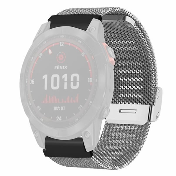 Huami Amazfit Falcon / Garmin Fenix 7 / 6 / 5 Klokkerem Milanese Mesh-armbånd med 22 mm støtbestandig kontakt - Sølv