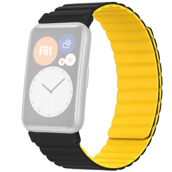 Huawei Watch Fit / Watch Fit Special Edition Magnetisk, fleksibel klokkerem - Svart + Gul