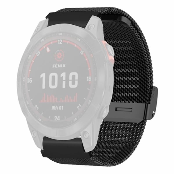 Huami Amazfit Falcon / Garmin Fenix 7 / 6 / 5 Klokkerem Milanese Mesh-armbånd med 22 mm støtbestandig kontakt - Svart