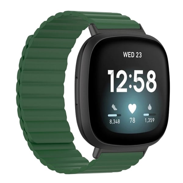 Fitbit Versa 3 / 4 / Fitbit Sense / Sense 2 Fleksibelt magnetisk klokkerem - Militærgrønn