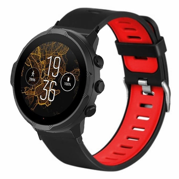 Suunto Spartan Sport Wrist HR Baro / Suunto 7 Armbånd med to farger fleksible reimer - Svart + Rød
