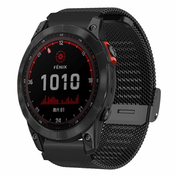Garmin Fenix 7S / 6S / 5S Milanese Mesh-klokkearmbånd med 20 mm støtbestandig kontakt - Svart