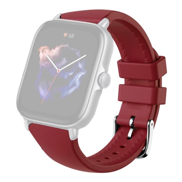 Huami Amazfit GTS 4 / 3 / 2 / Mini / Bip U 20mm älykellon hihna Pin solki joustava nauha - Viininpunainen Huami Amazfit GTS 4 / 3 / 2 / Mini / Bip U 20mm älykellon hihna Pin solki joustava nauha - Viininpunainen