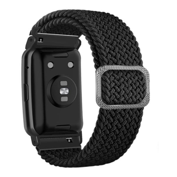Huawei Watch Fit / Watch Fit Special Edition Urrem Nylon Flettet Elastisk Håndledsrem - Sort