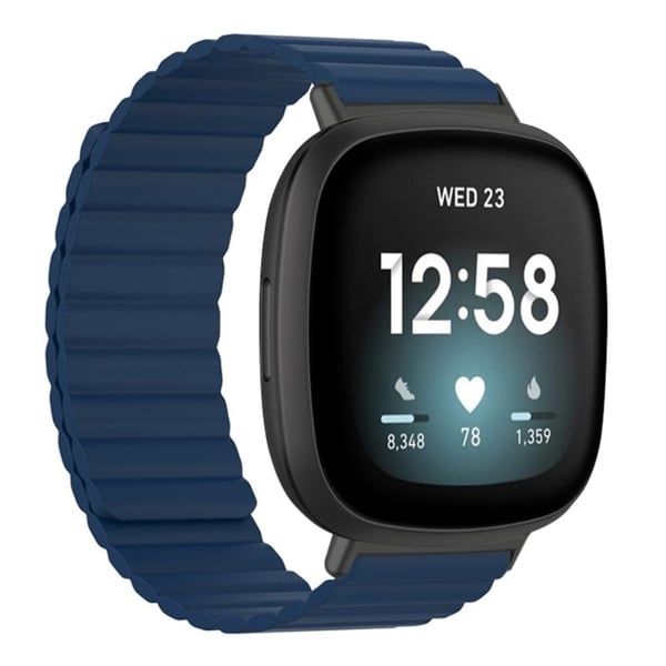 Fitbit Versa 3 / 4 / Fitbit Sense / Sense 2 Joustava kellonauha Magneettihihnan korvaava hihna - Keskiyön Sininen