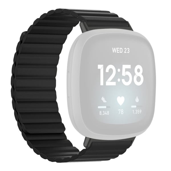 Fitbit Versa 3 / 4 / Fitbit Sense / Sense 2 Joustava kellonauha Magneettihihnan korvaava hihna - Musta