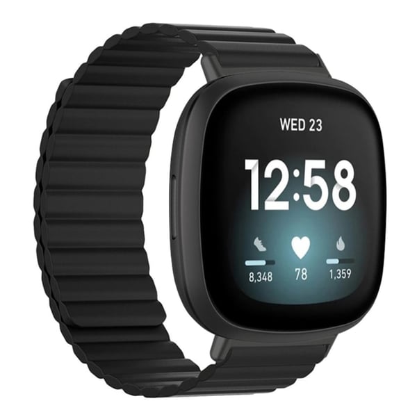 Fitbit Versa 3 / 4 / Fitbit Sense / Sense 2 Fleksibel urrem Magnetisk rem udskiftning - Sort