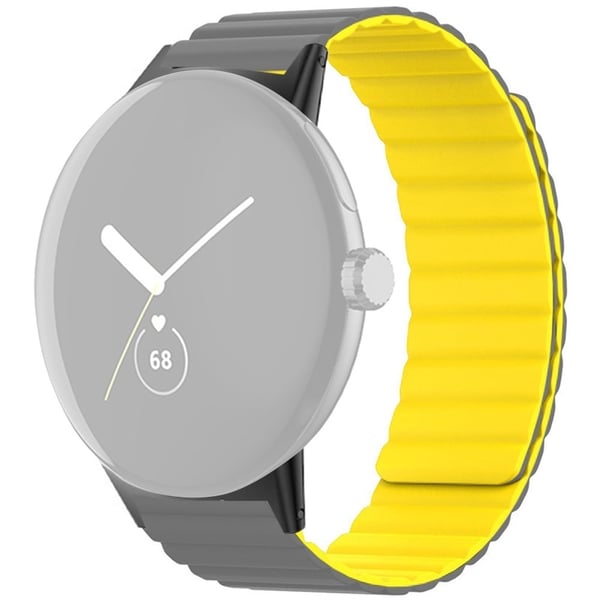 Google Pixel Watch / Pixel Watch 2 Magnetisk klokkerem Justerbar fleksibel håndleddsrem - Grå + Gul