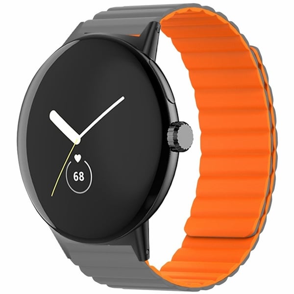 Google Pixel Watch / Pixel Watch 2 Magnetisk klokkerem Justerbar fleksibel håndleddsrem - Grå + Oransje