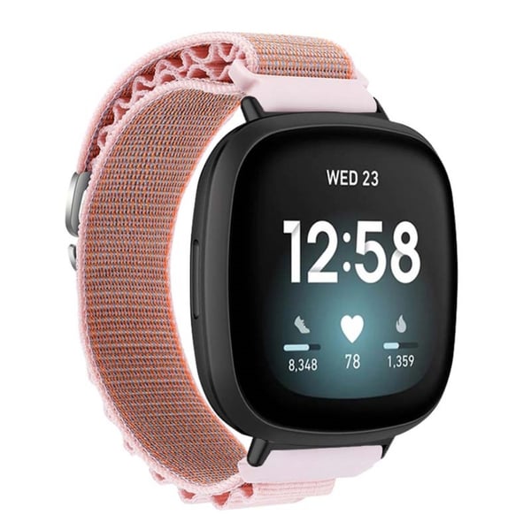 Fitbit Versa 4 / Versa 3 / Sense 2 / Sense Watch Band Nylon Justerbar håndledsrem - Lyserød