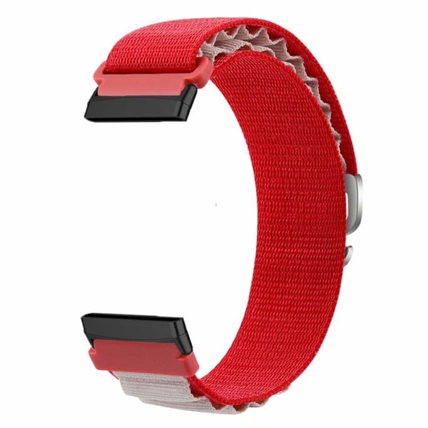 Fitbit Versa 4 / Versa 3 / Sense 2 / Sense Watch Band Nylon säädettävä rannehihna - Punainen + Valkoinen