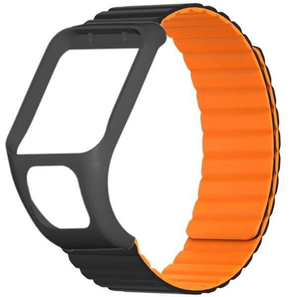 TomTom Runner 2 / 3 / Spark / Adventurer-klokkebånd Fleksibel magnetisk reim med etui - Svart + Oransje