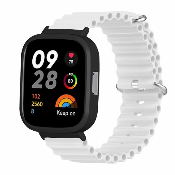 Xiaomi Redmi Watch 3 Sport Armbånd Ocean Fleksibel klokkerem med etui - Hvit
