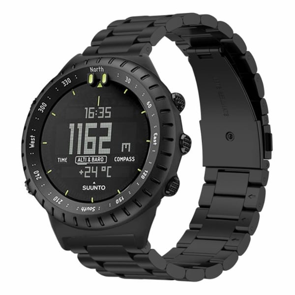 Suunto Core Watch Band 3-Bead Steel Dual Press Buckle håndleddsrem - Svart