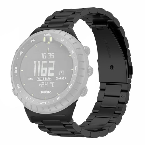 Suunto Core Watch Band 3-Bead Steel Dual Press Buckle håndledsrem - Sort