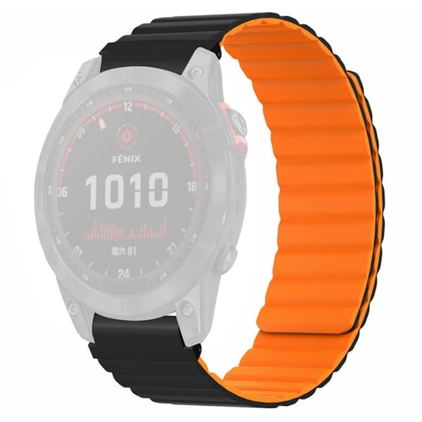 Garmin Fenix 7S / 6S / 5S Klockarmband Ersättning Magnetiskt flexibelt armband med 20 mm stötskyddad kontakt - Svart + Orange