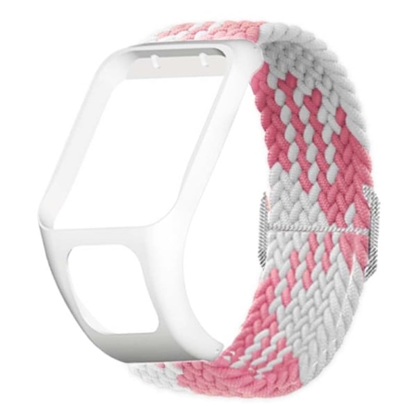 TomTom Runner 2 / 3 / Spark / Adventurer-klokkebånd Flettet justerbar nylonrem med etui - Rosa + Hvit