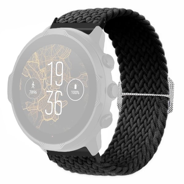 Suunto Spartan Sport Wrist HR Baro / Suunto 7 kellon hihna 24mm punottu nailonhihna - Musta