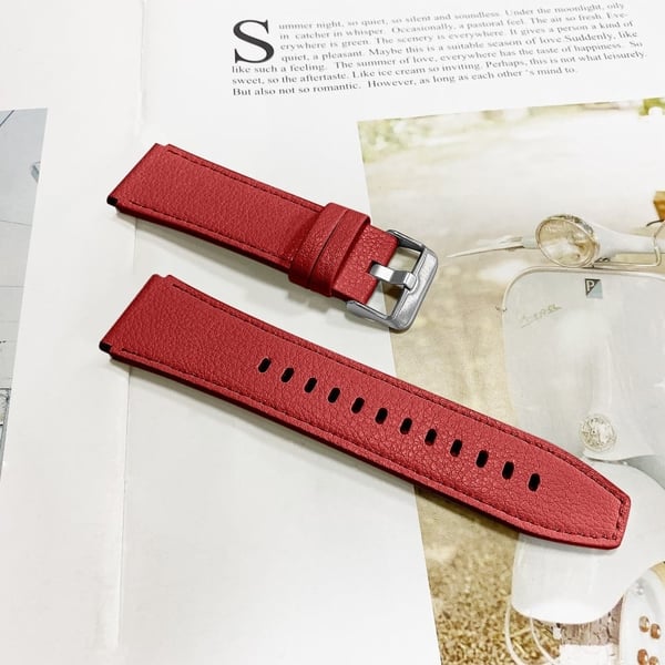 Huawei Watch 4 Pro / Watch GT 3 / 2 46mm Quick Release Watch Band 22mm Top-Layer Cowhide Leather Wrist Strap - Rød
