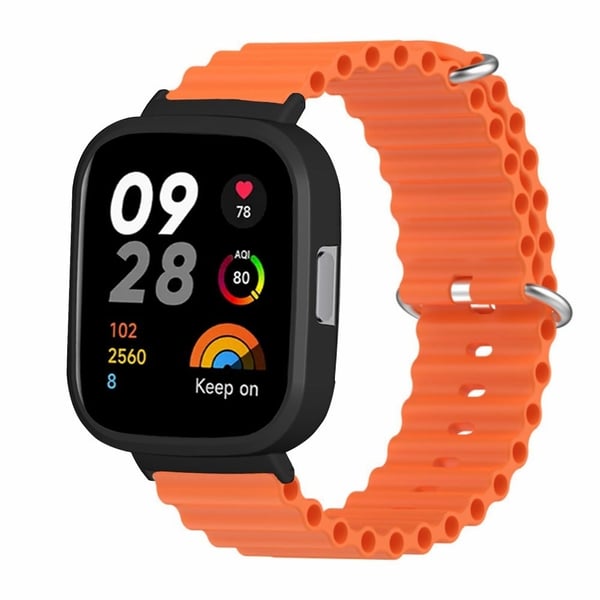 Xiaomi Redmi Watch 3 Sport Armbånd Ocean Fleksibel klokkerem med etui - Oransje