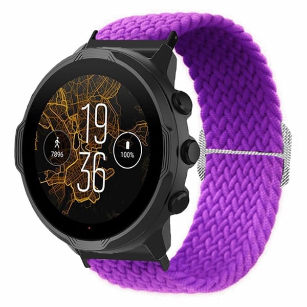 Suunto Spartan Sport Wrist HR Baro / Suunto 7 klokkerem 24 mm flettet nylonrem - Lilla